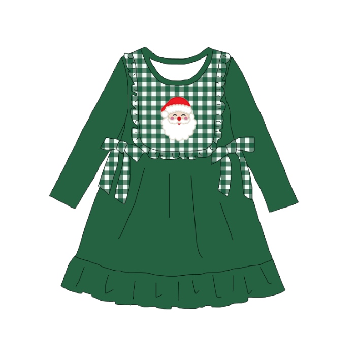 Green Santa Plaid Christmas Outfit