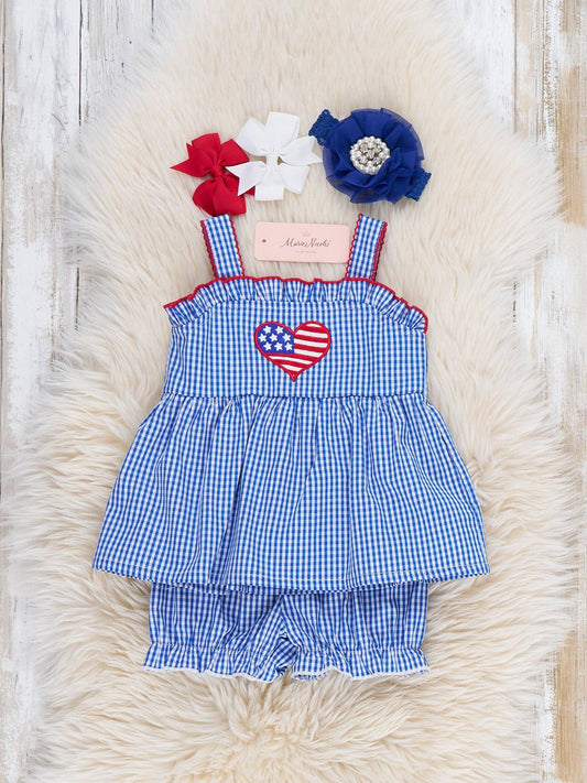 Freedom Heart Embroidered Bloomers Set