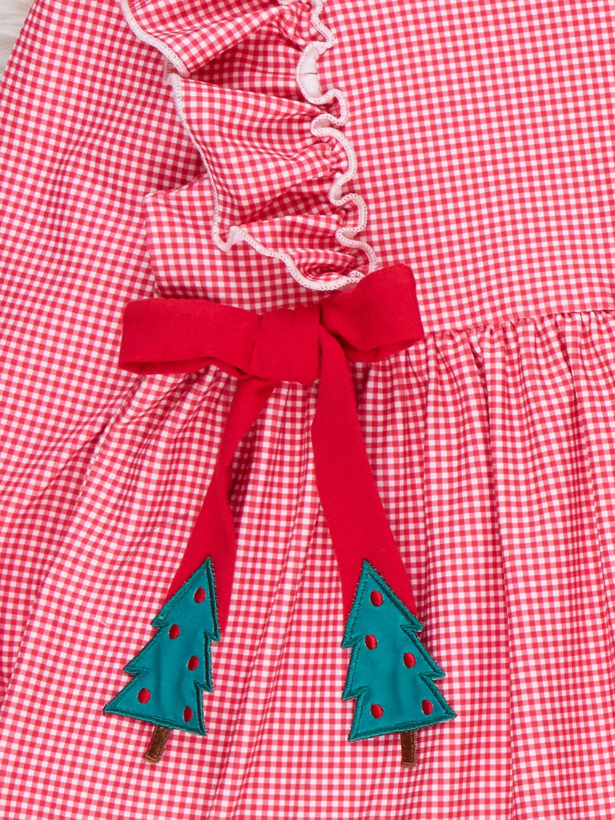 Christmas Tree Bows Embroidered Dress