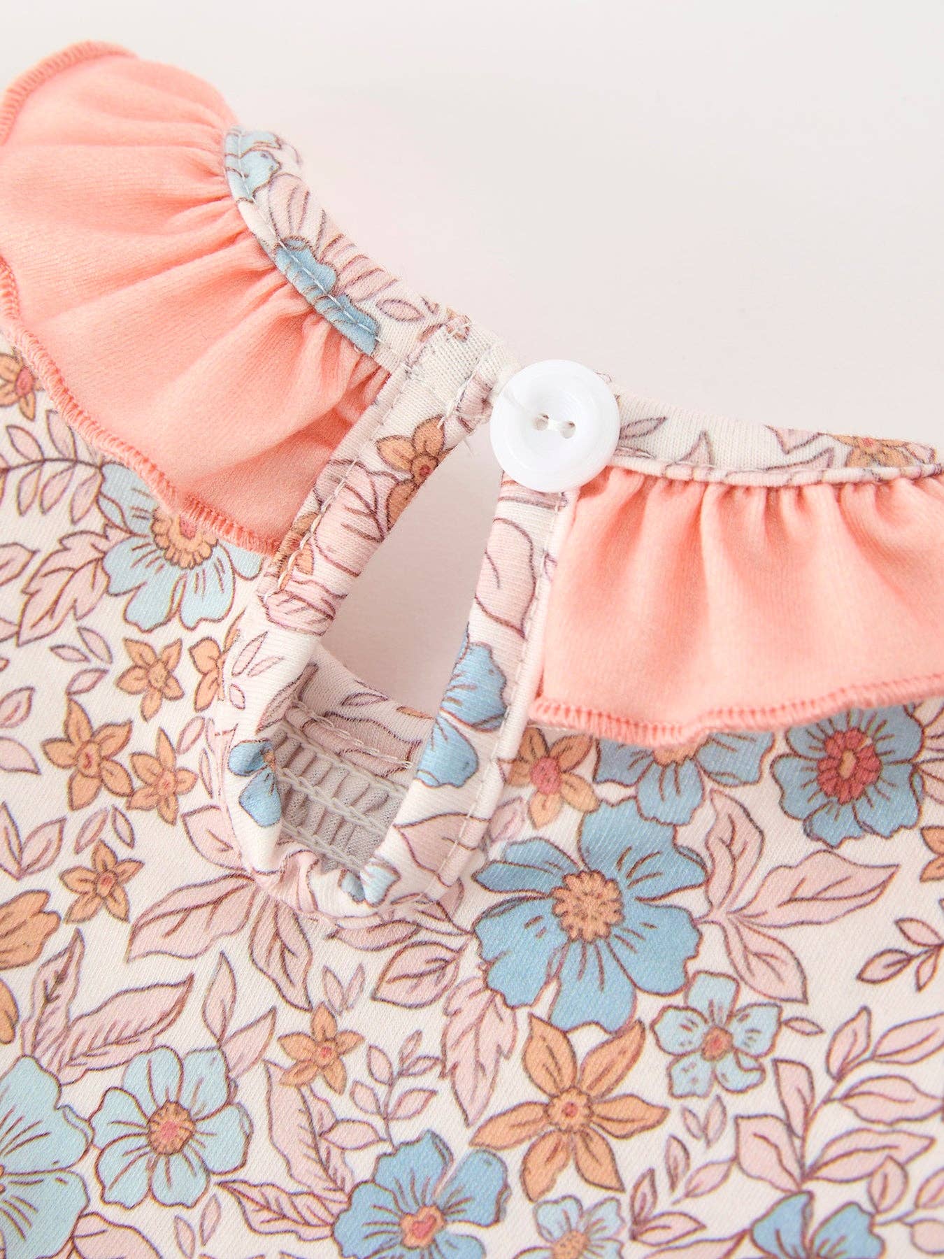 Fall Floral Smocked Ruffle Neck Romper