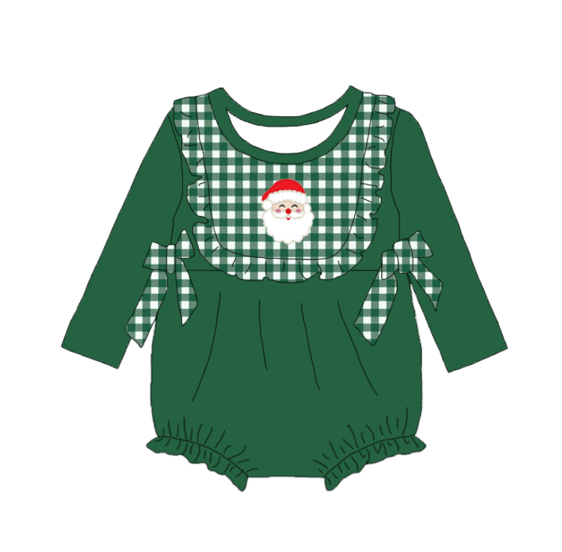 Green Santa Plaid Christmas Outfit