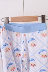 Blue Santa Claus Bamboo Pajama Pant Set