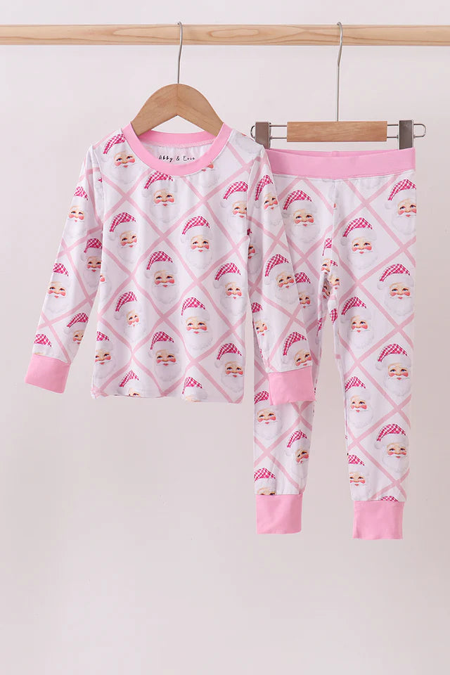 Pink Santa Claus Bamboo Pajama Pant Set