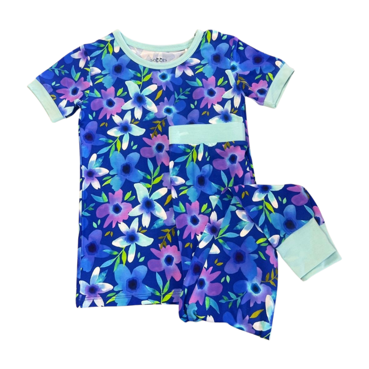 Violet Flower Bamboo 2pc Pant Set