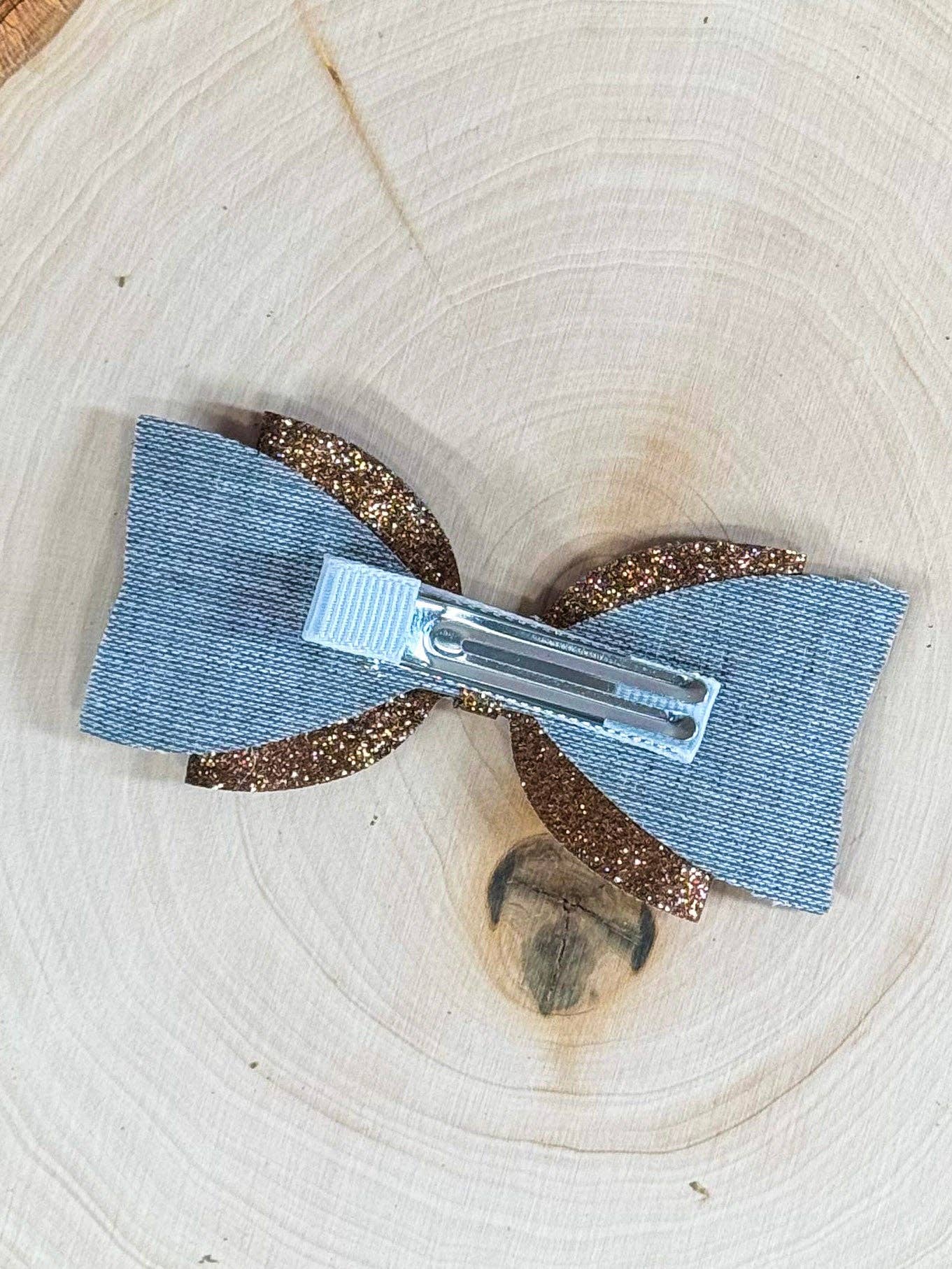 Football Glitter bow brown
