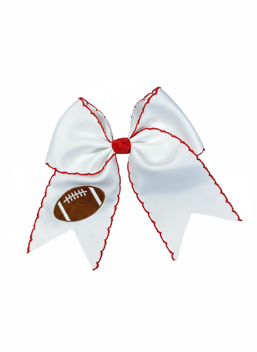 Football Embroidered Moonstitch Cheer Bow