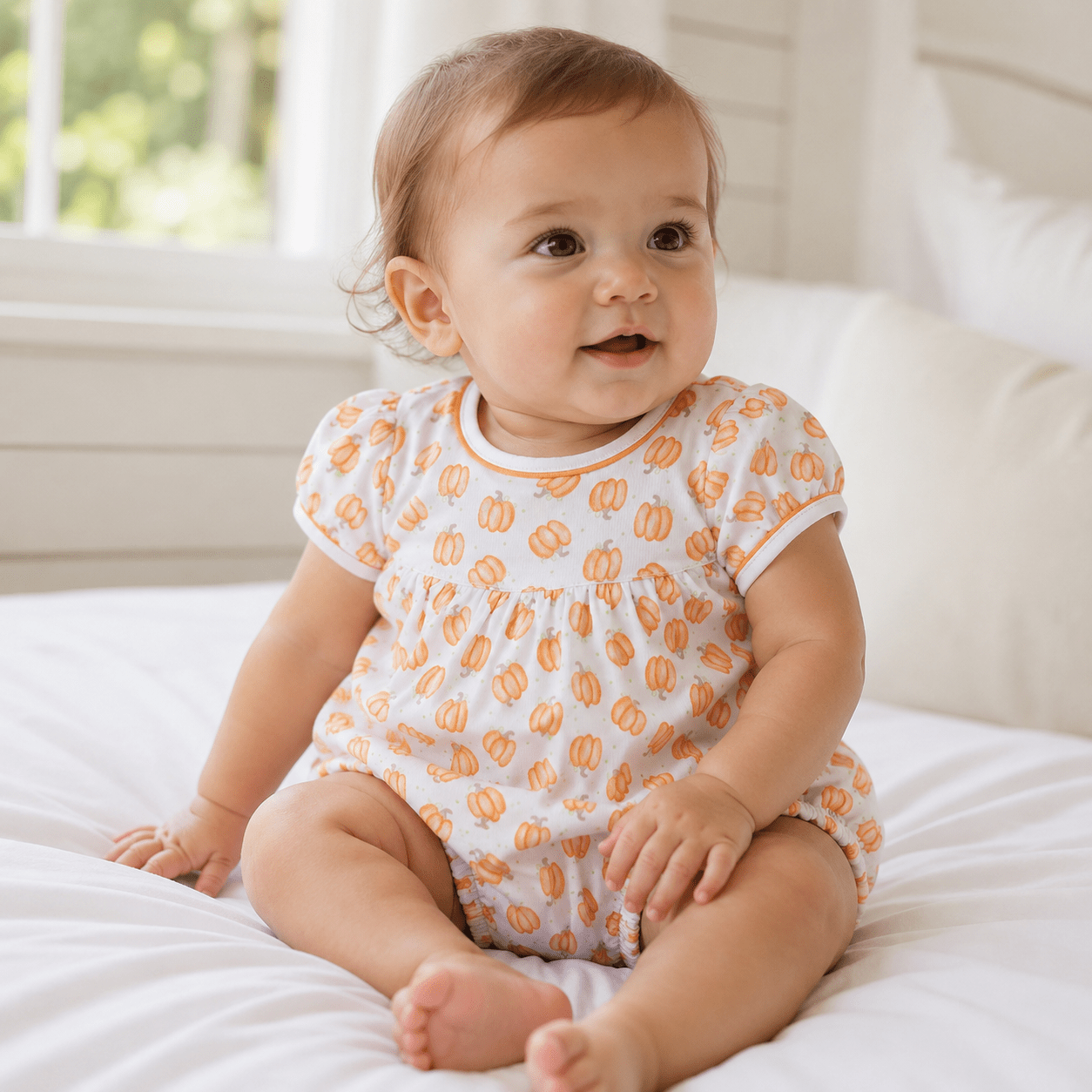 Pumpkin Print Ruffle Bubble