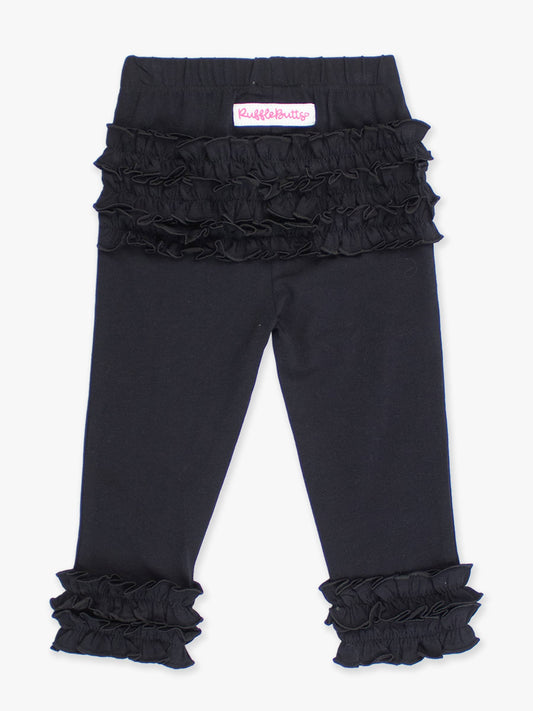 Toddler Girls Black Classic Ruffle Leggings