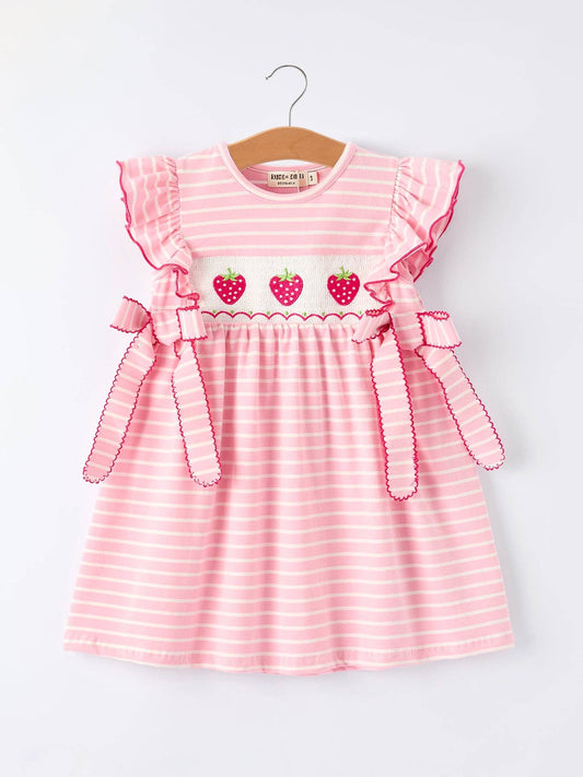 Strawberry Embroidery Smocked Dress