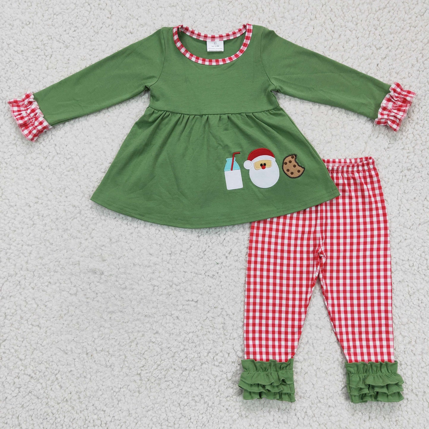 Green Santa Milk and Cookies Girls Set