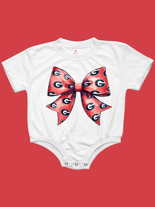 UGA Bow Bubble Tee Shirt Romper