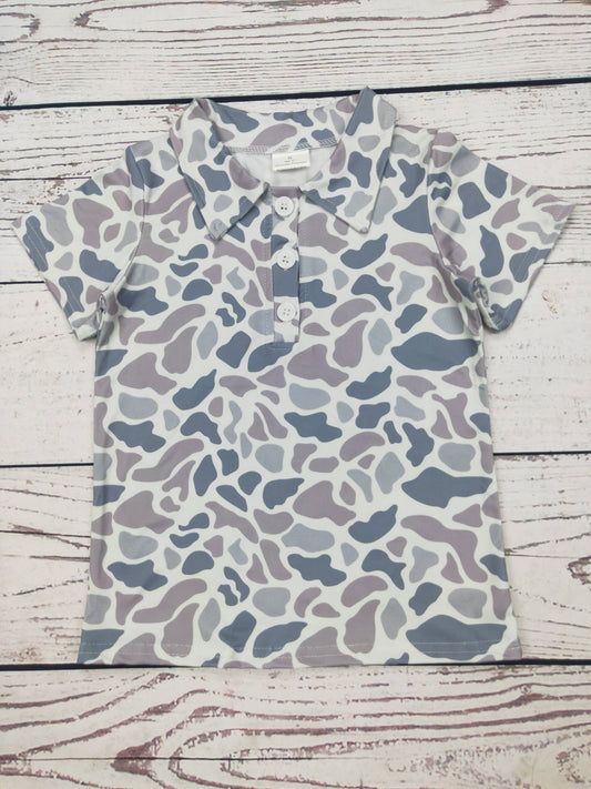 Grey Camo Polo Boy's Shirt