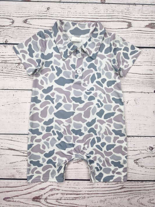 Baby Gray Camouflage Romper