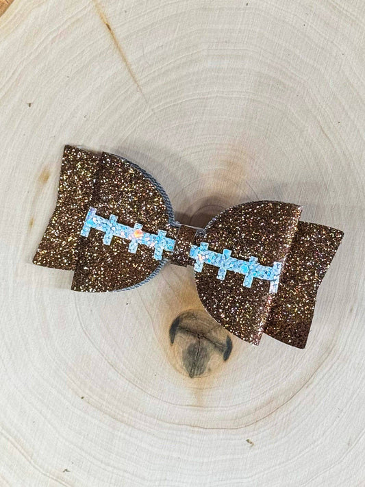 Football Glitter bow brown