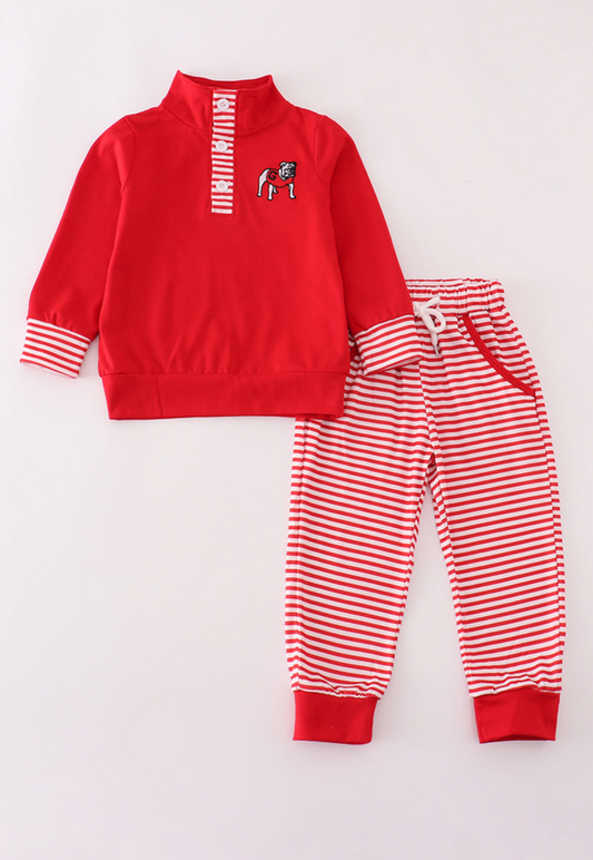 Georgia Embroidery Stripe Pants Set