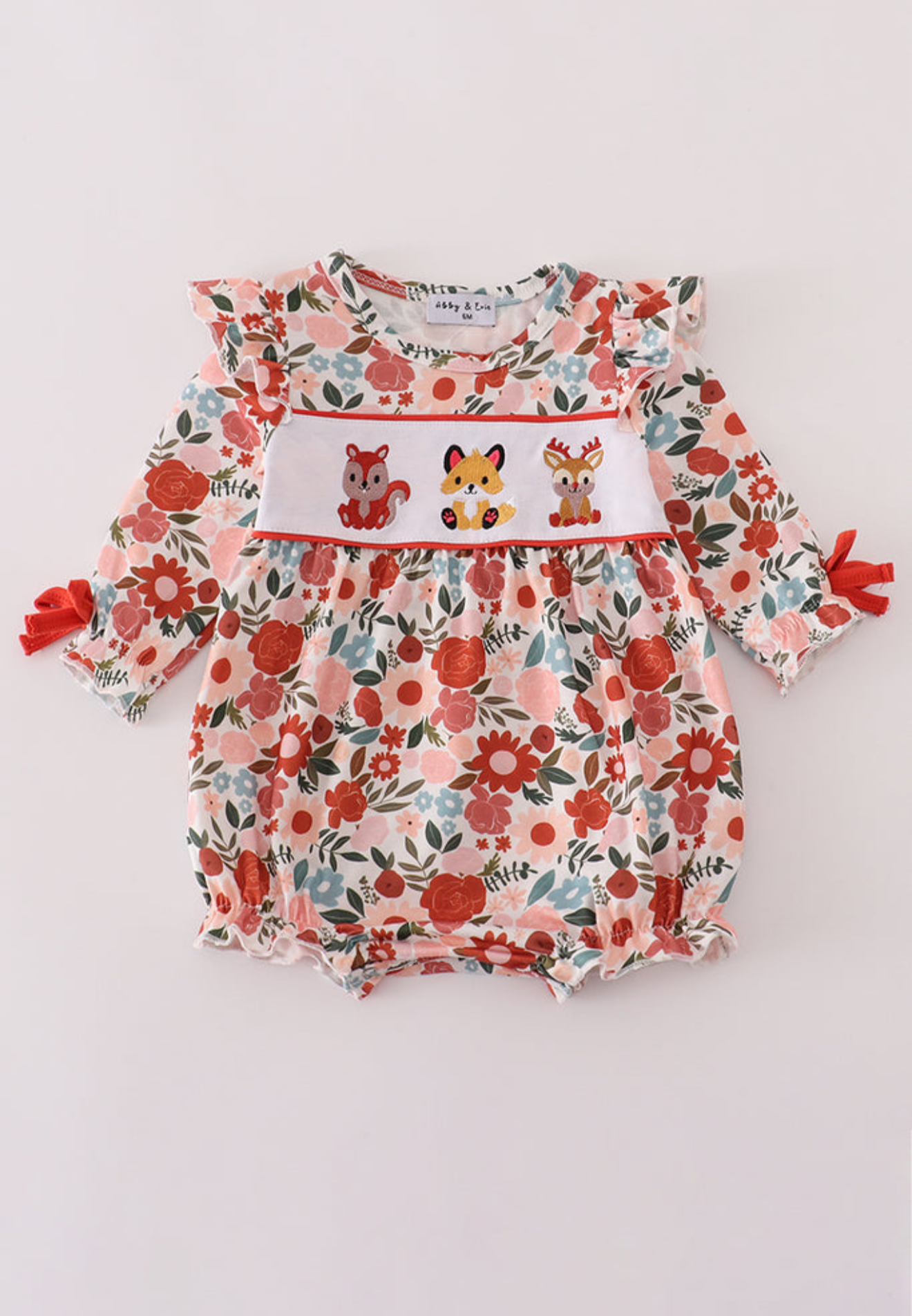 Fox Embroidery Floral Print Bubble