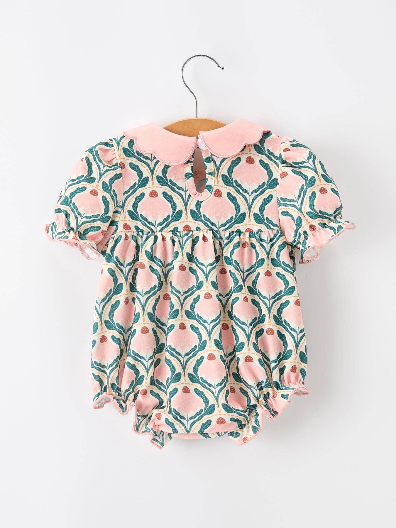 Fall Geometric Floral Smocked Romper