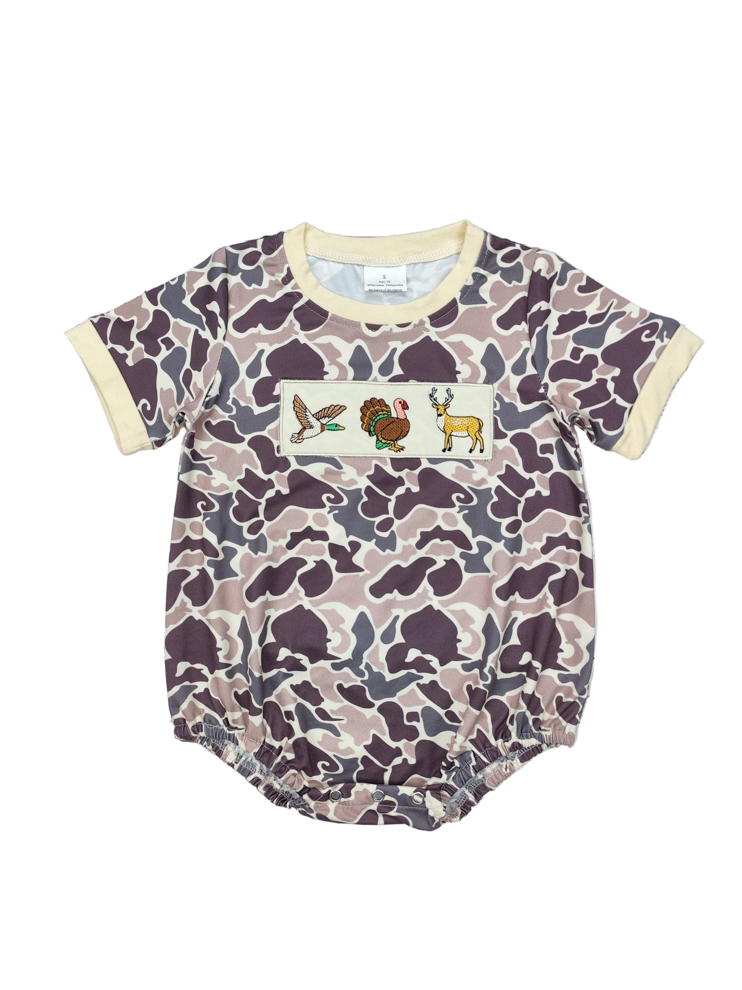 Camouflage Deer Appliqué Romper