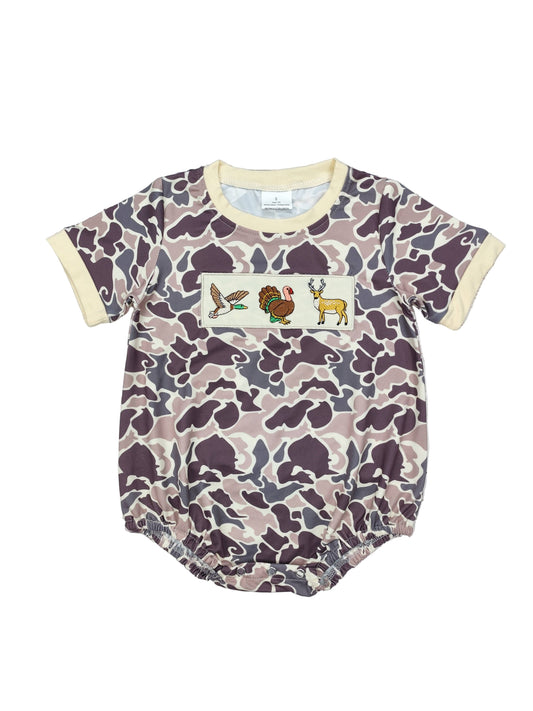 Camouflage Deer Appliqué Romper