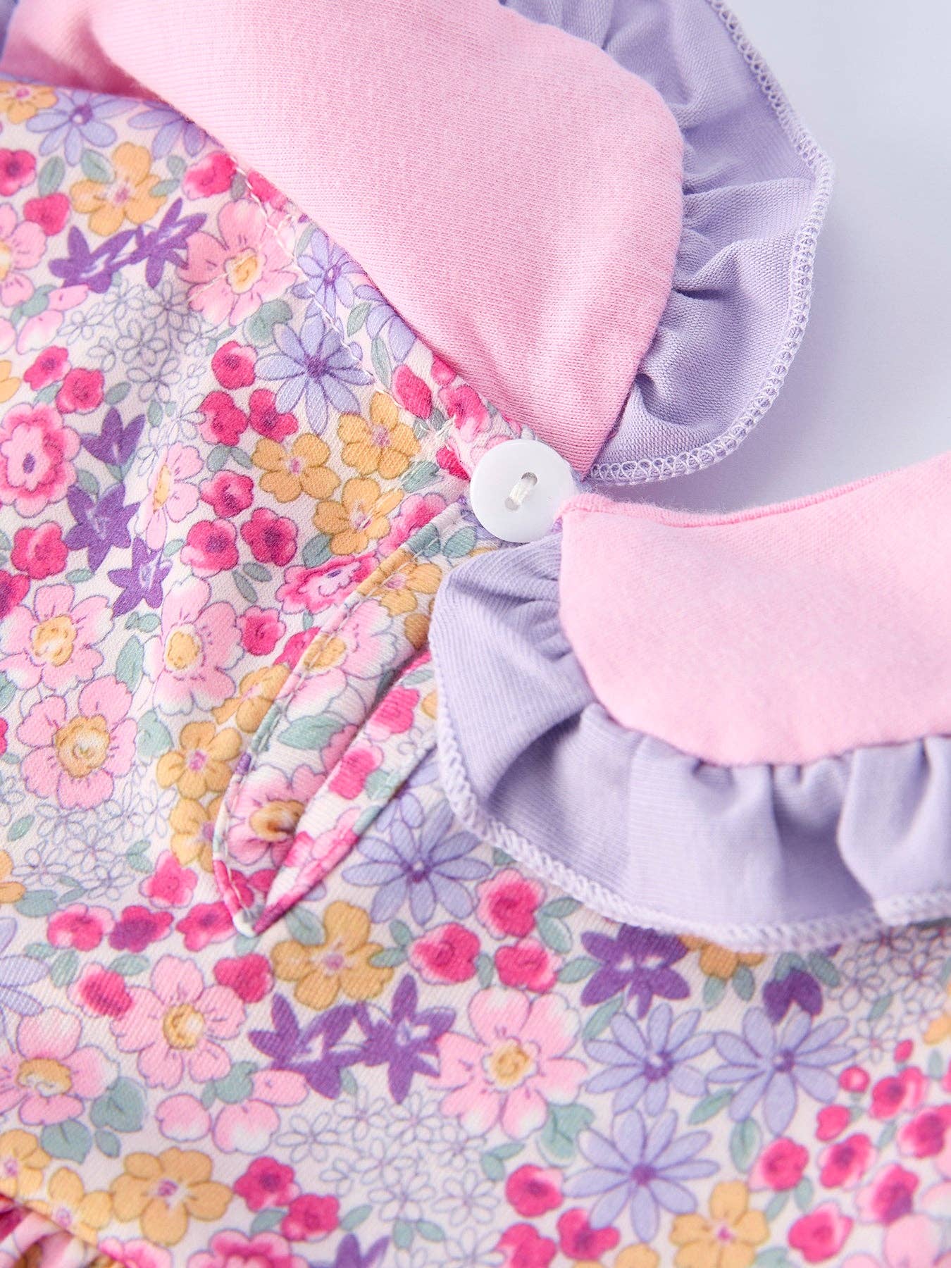 Purple Floral Bow Ruffle Dress
