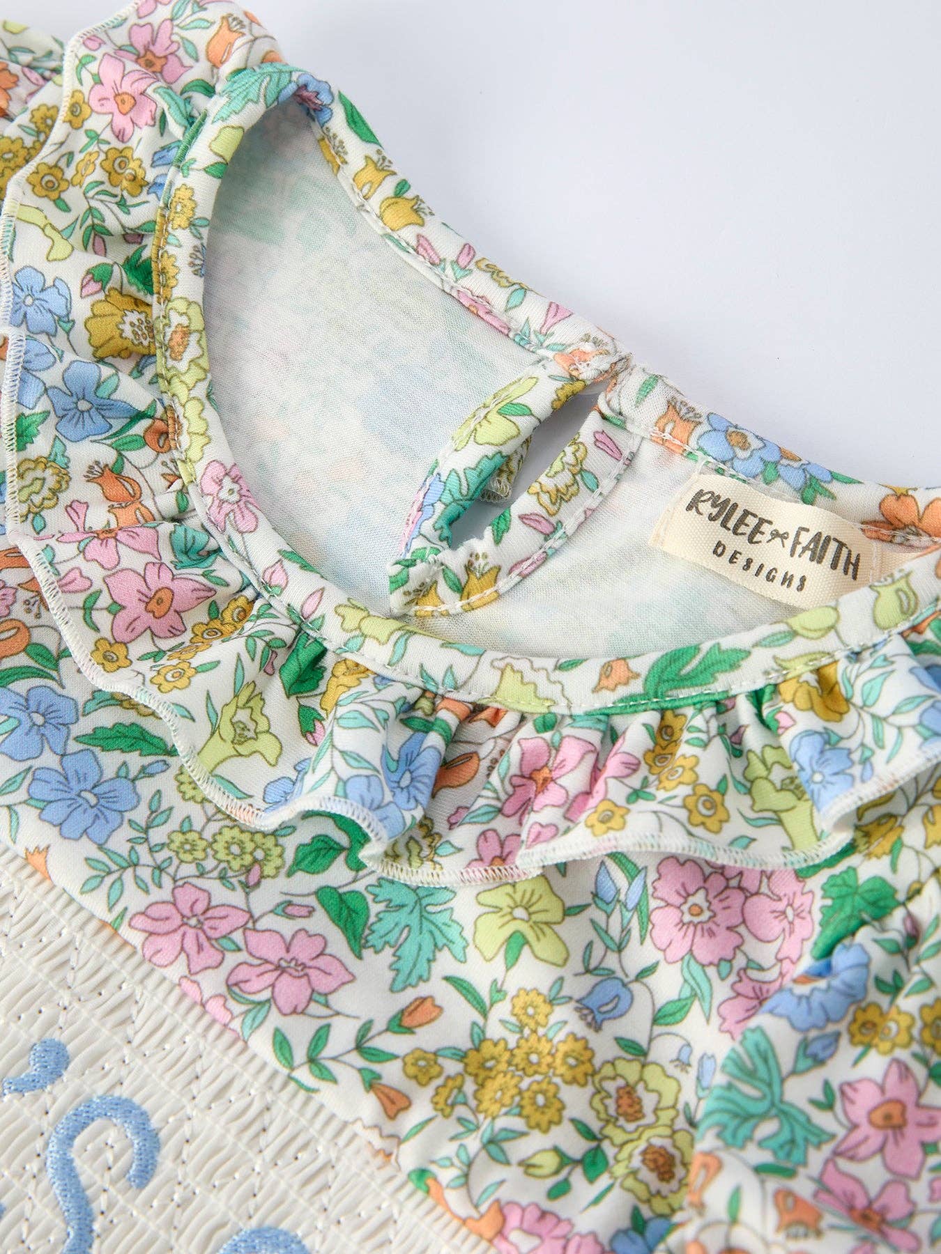 "MAMA'S GIRL" Embroidered Smocked Dress