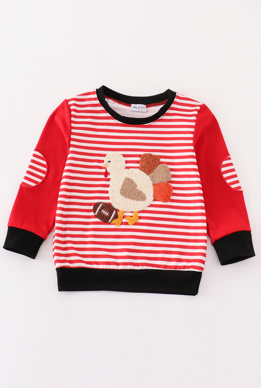Red Stripe Turkey Football Long Sleeve