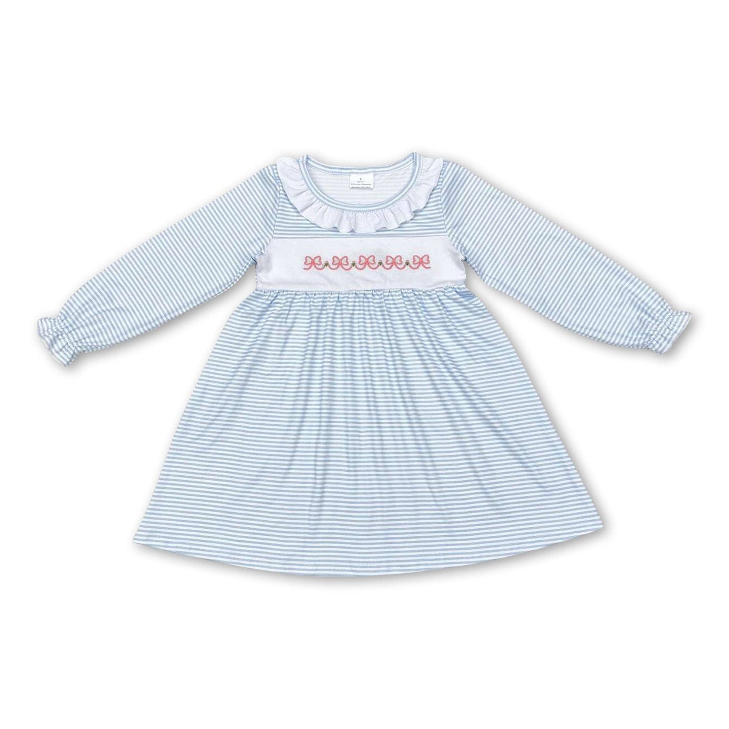 Blue Bow Striped Dress/Romper