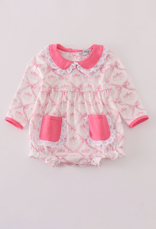 Pink Bow Tie Pumpkin Print Bubble