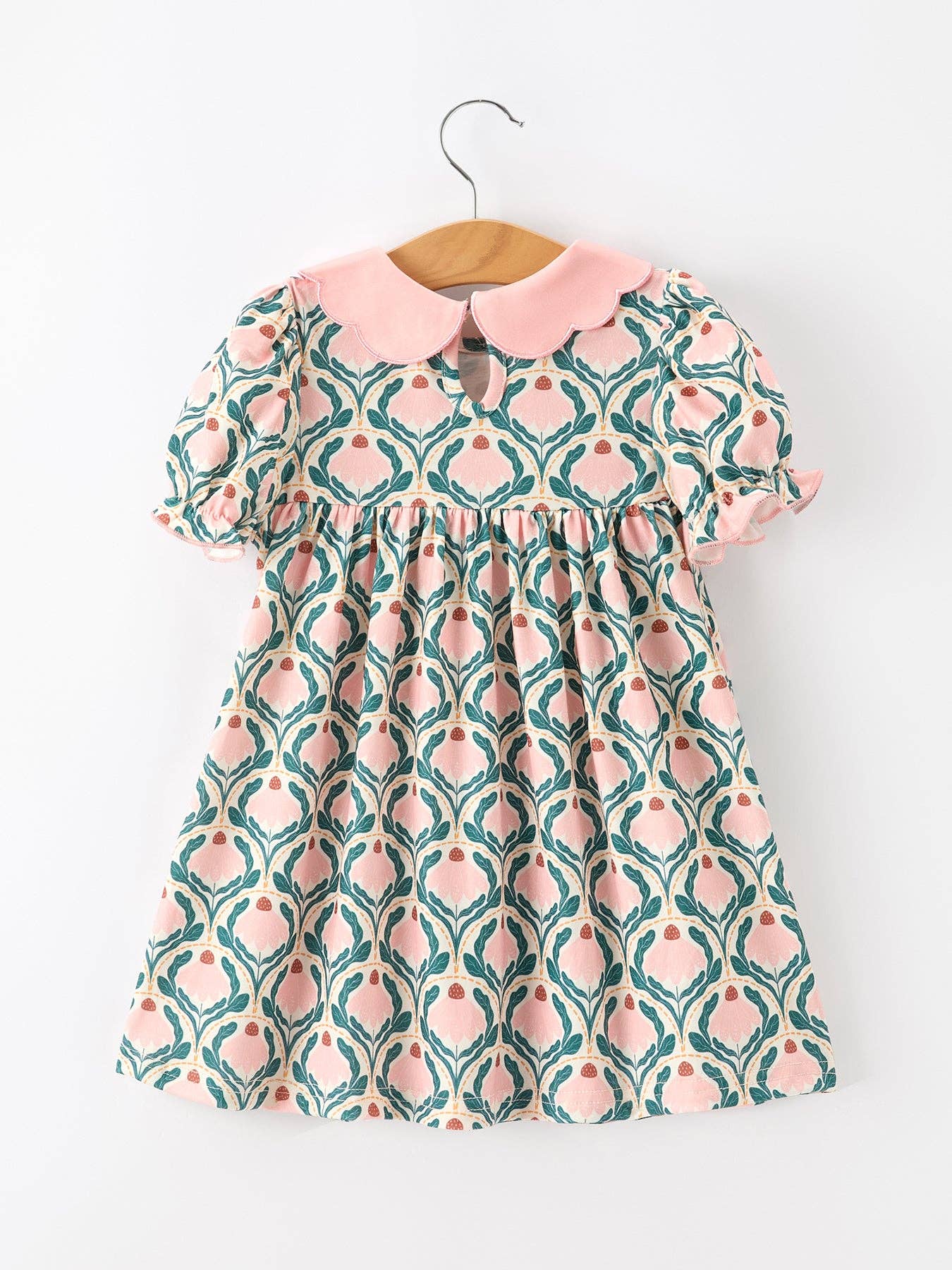 Fall Geometric Floral Smocked Dress