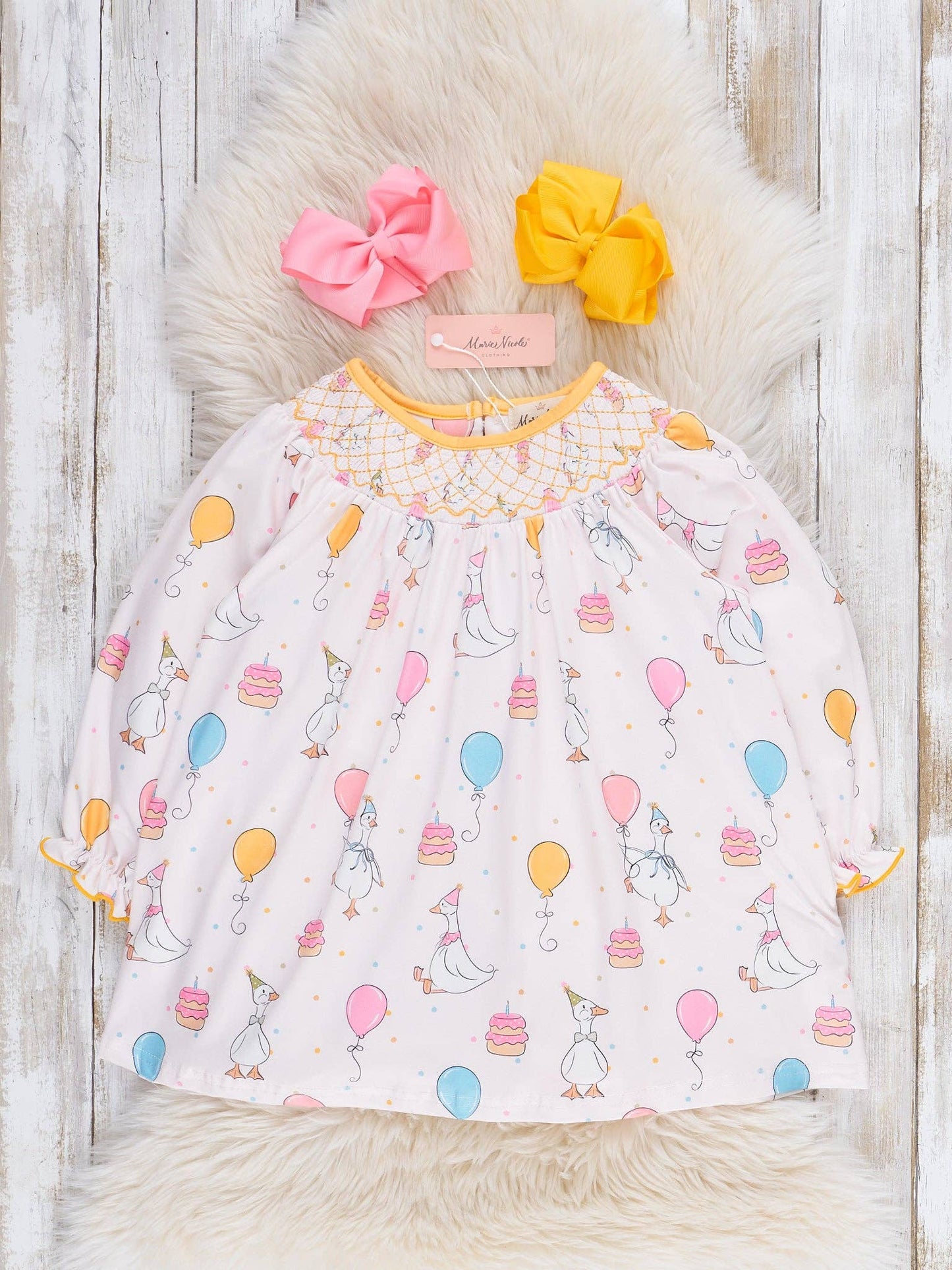 Balloon Birthday Smocked Dress