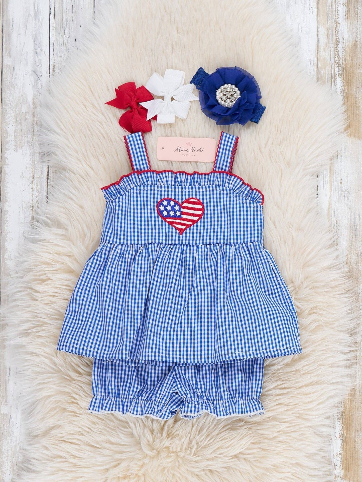 Freedom Heart Embroidered Bloomers Set