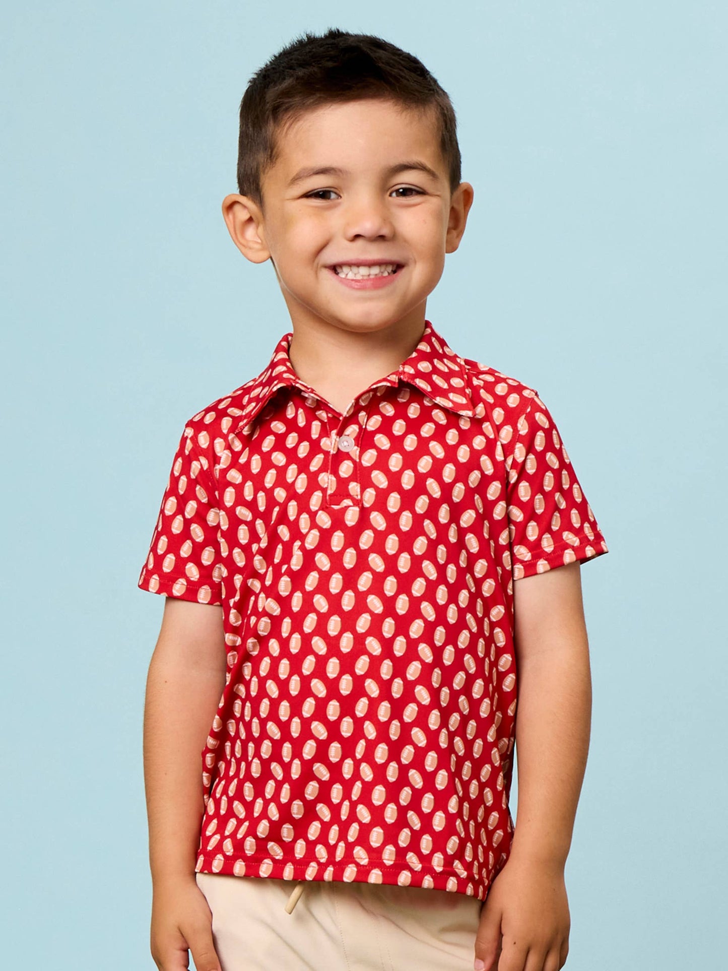 Red Football Performance Polo