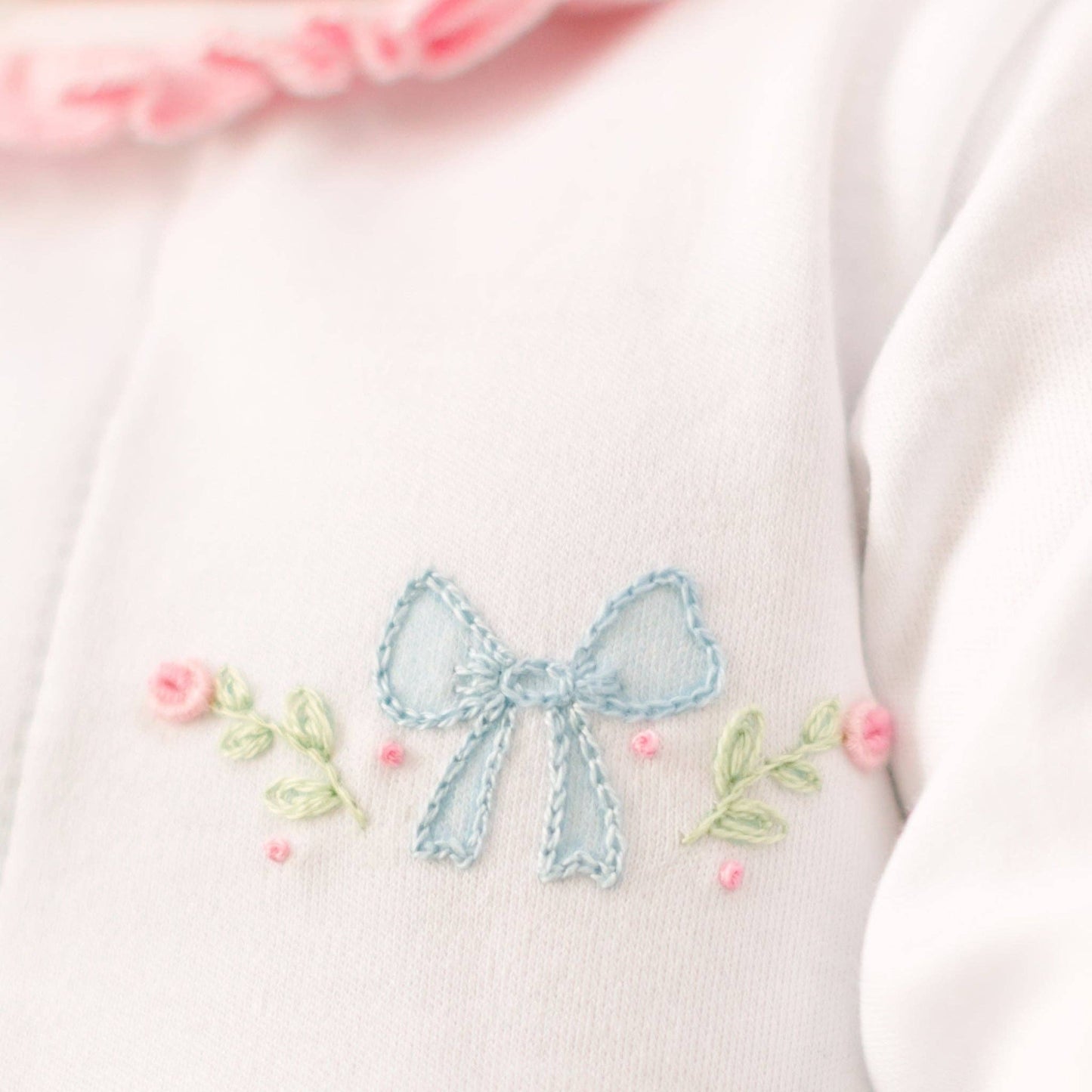Evelyn's Embroidered Ruffle Footie