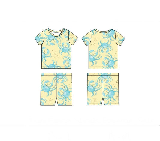 Yellow/Blue Crab Two Piece Short Set