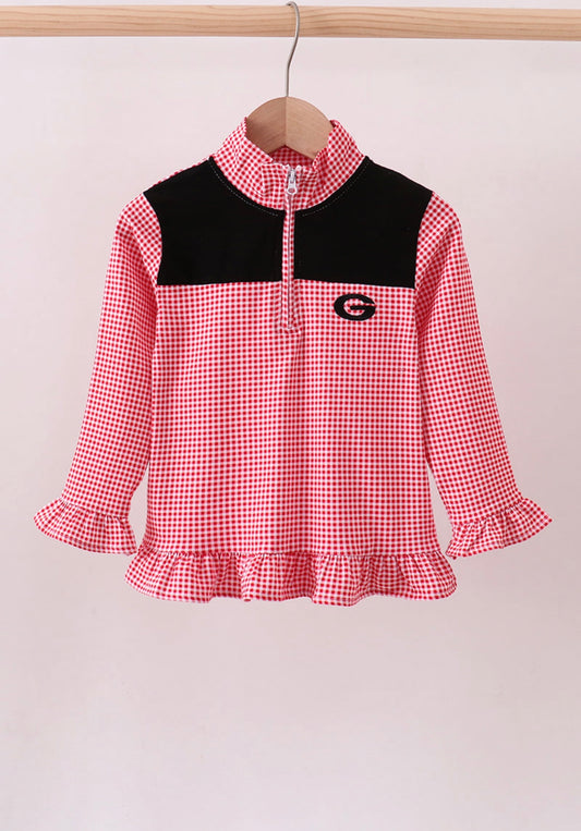 Georgia Ruffled Half-Zip Pullover