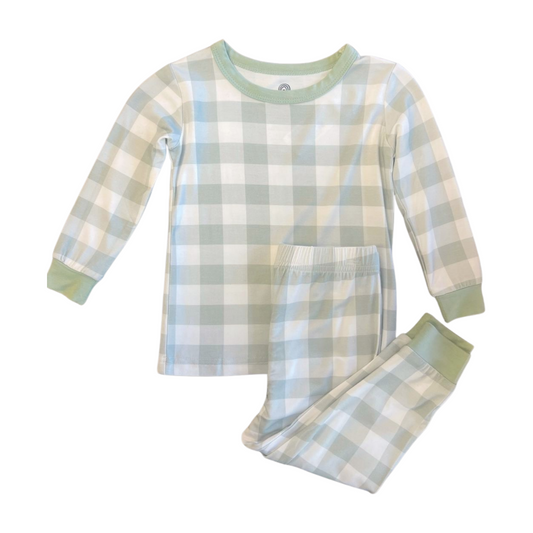 Green Plaid Bamboo 2pc Pant Set