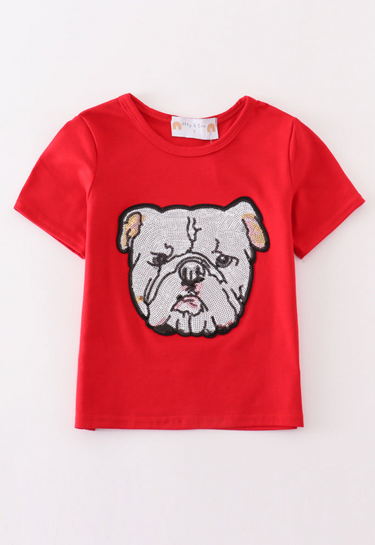 Red Bulldog Sequin Shirt