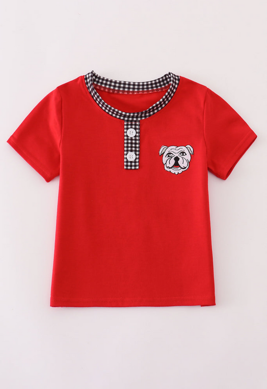 Georgia Bulldog Embroidered Top