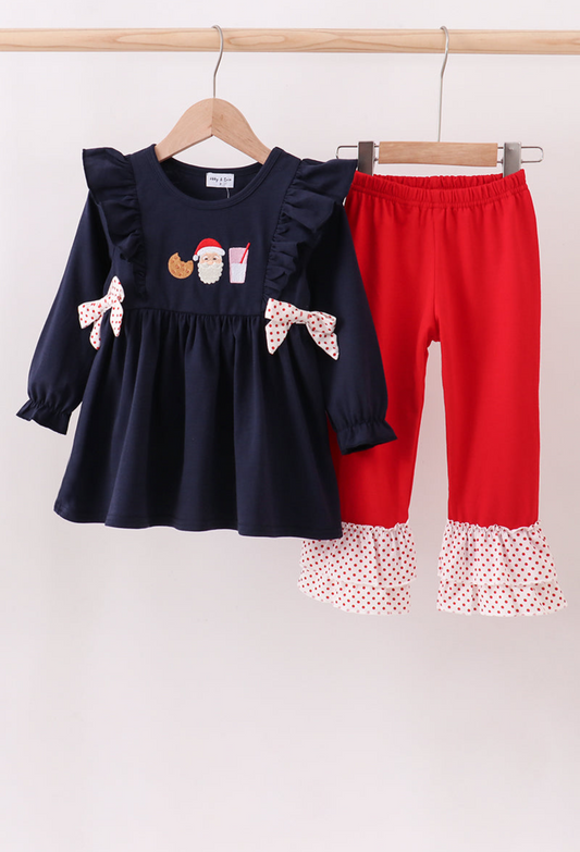 Santa Milk and Cookies Girls Pant Set