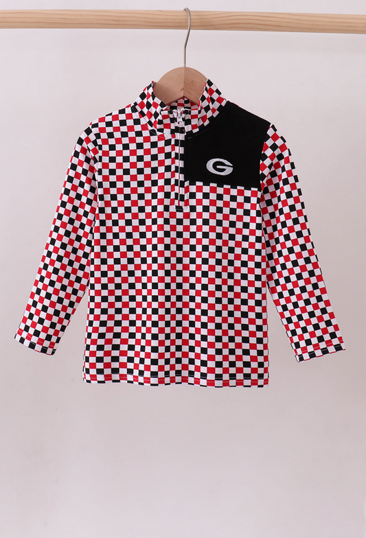Georgia Bulldog Checkered Half-Zip Pullover