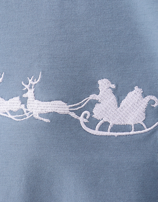 Blue Reindeer Embroidery Boys Pants Set