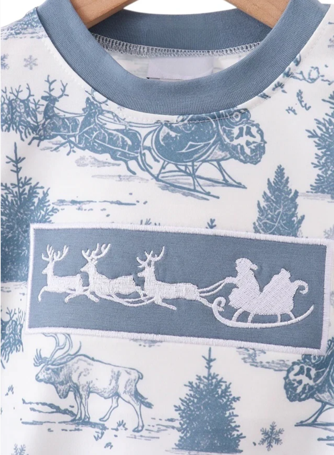 Blue Reindeer Embroidery Boy Bubble