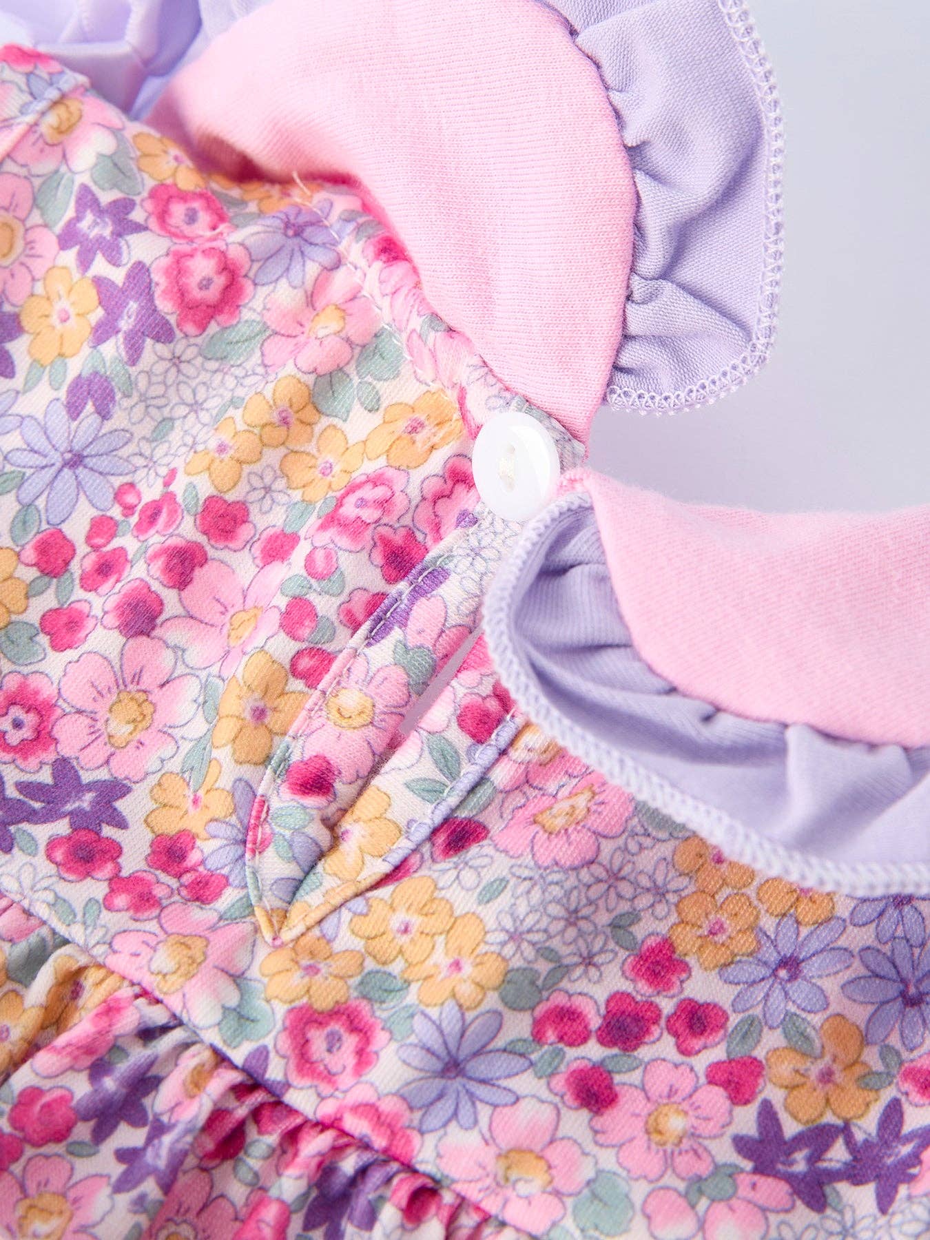 Purple Floral Bow Ruffle Bloomer Set