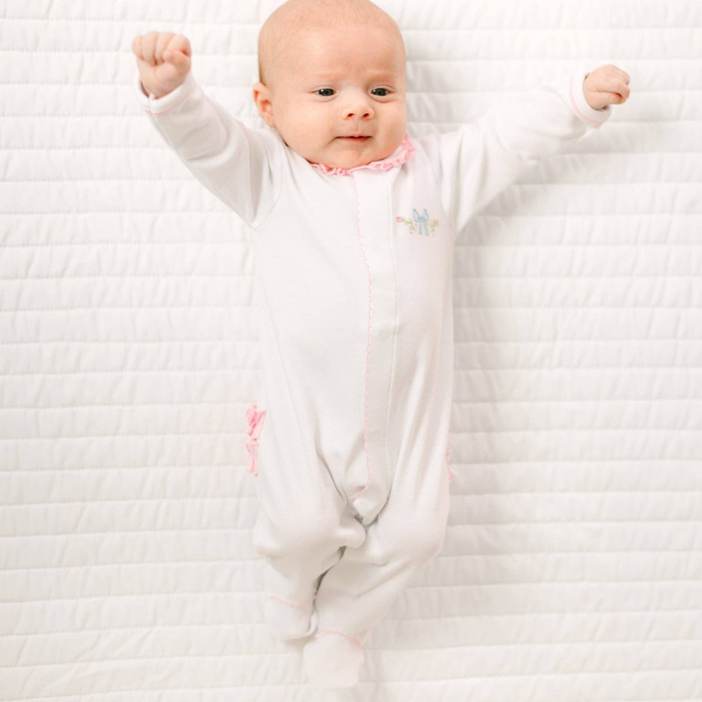 Evelyn's Embroidered Ruffle Footie