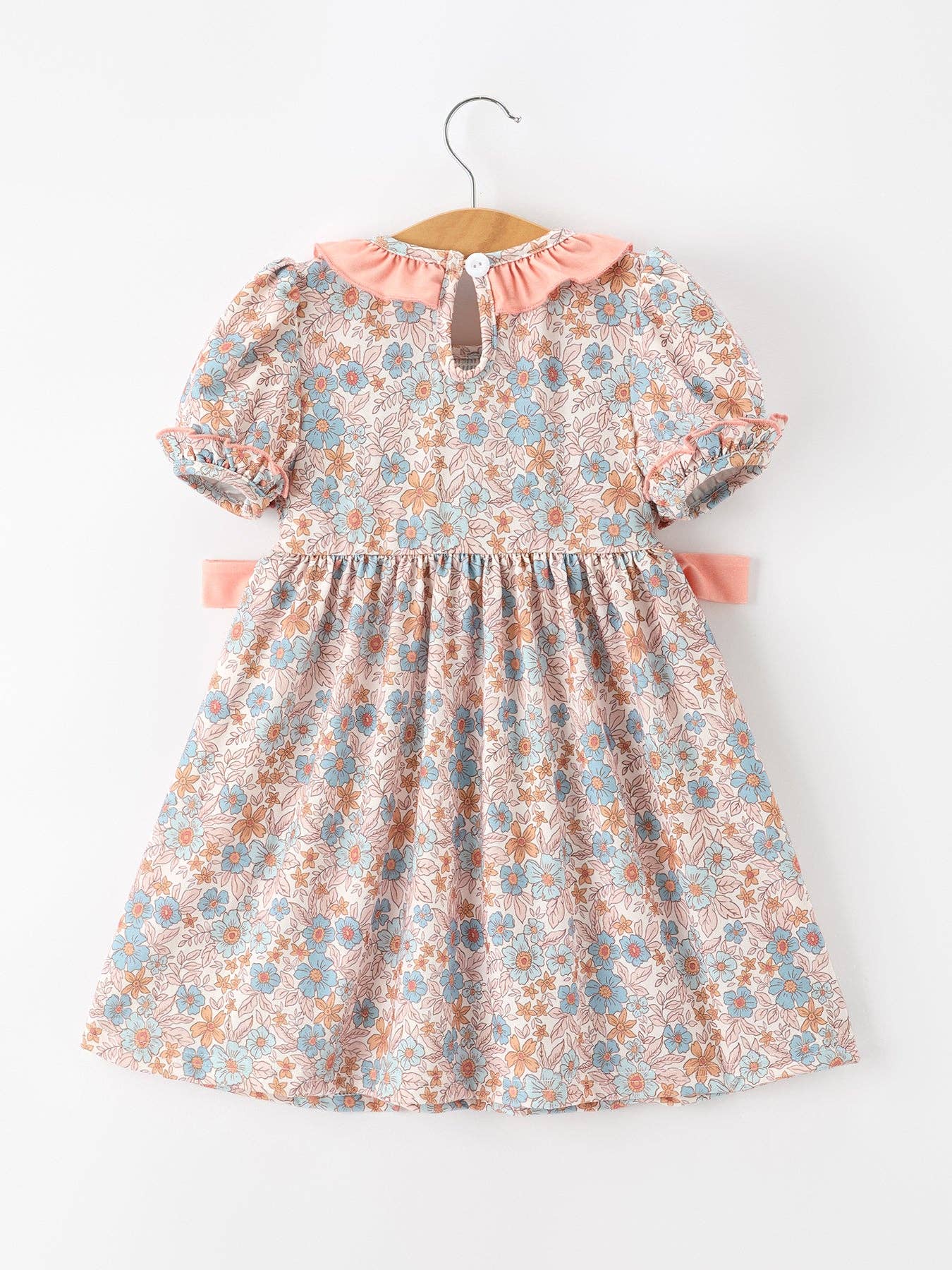 Fall Floral Smocked Ruffle Neck Dress