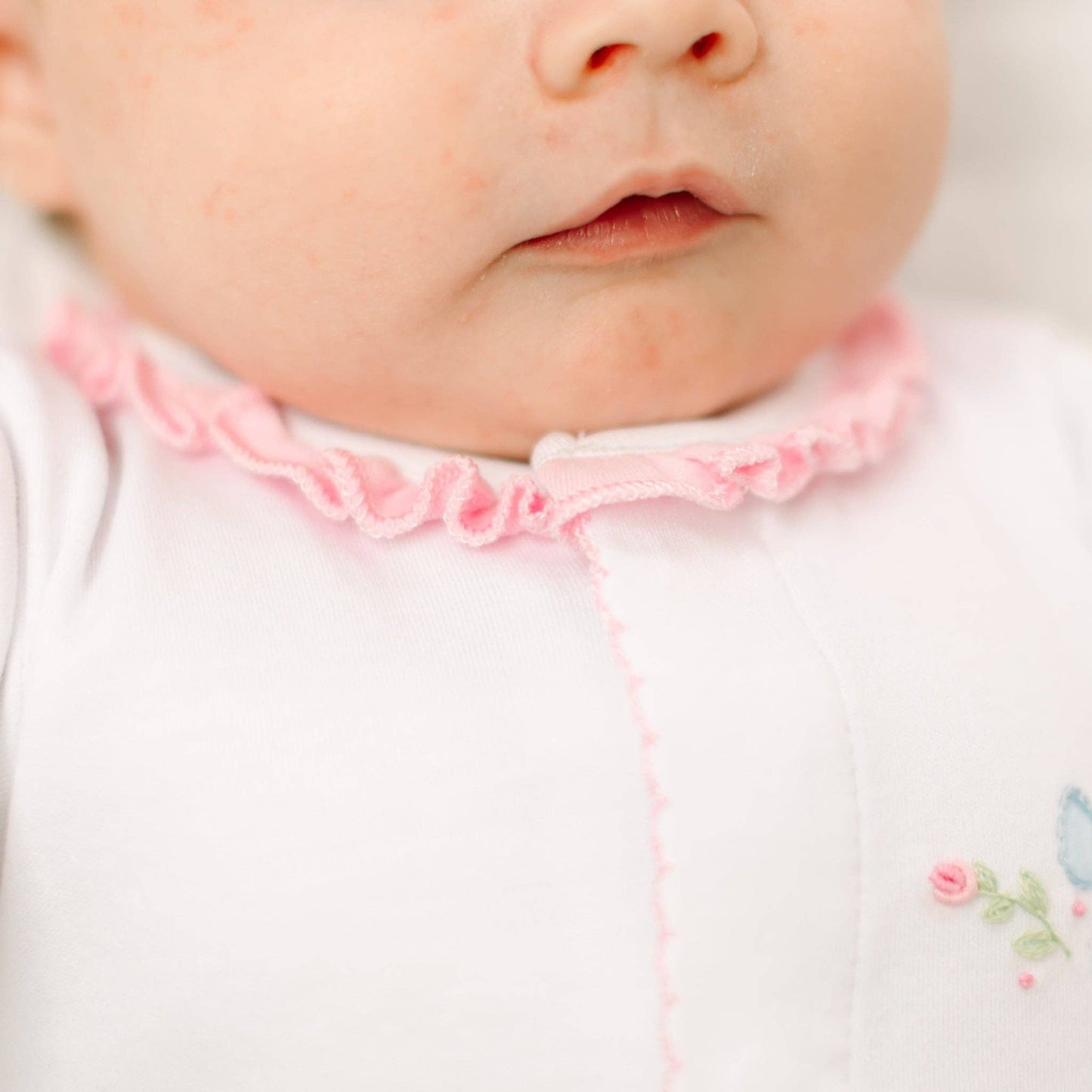 Evelyn's Embroidered Ruffle Footie