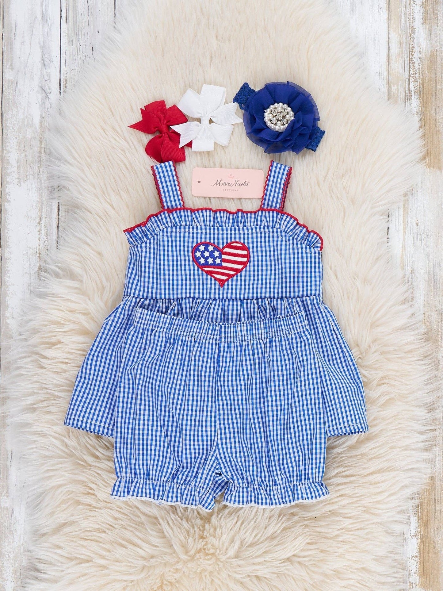 Freedom Heart Embroidered Bloomers Set