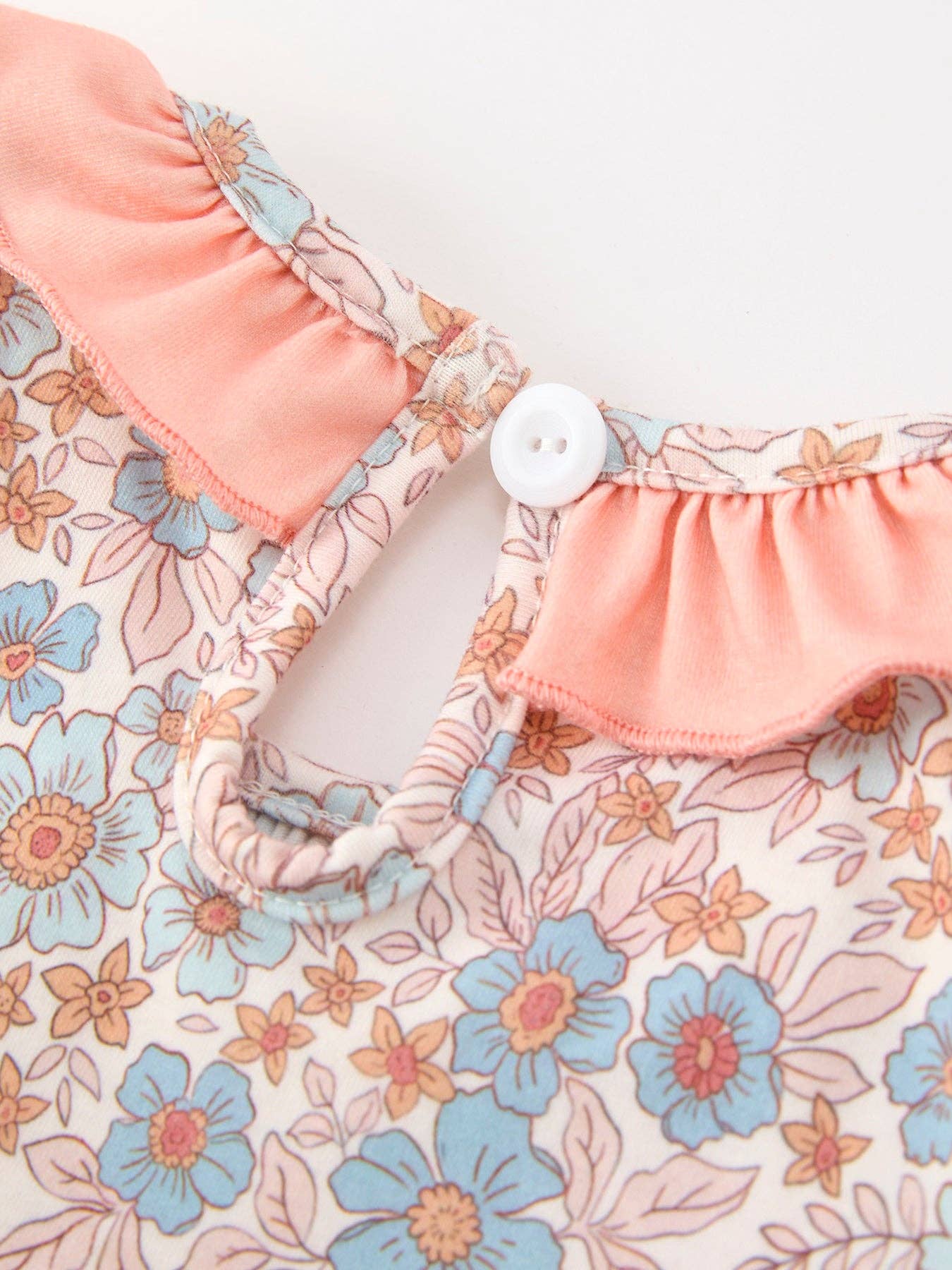 Fall Floral Smocked Ruffle Neck Dress
