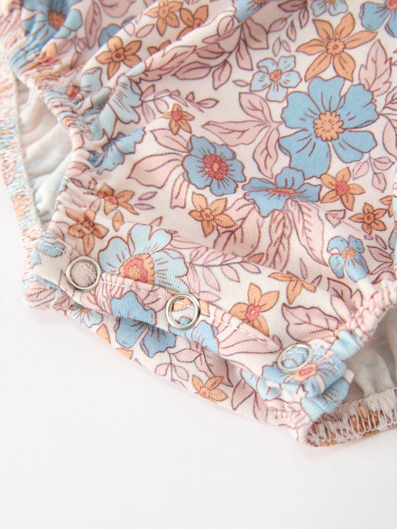 Fall Floral Smocked Ruffle Neck Romper