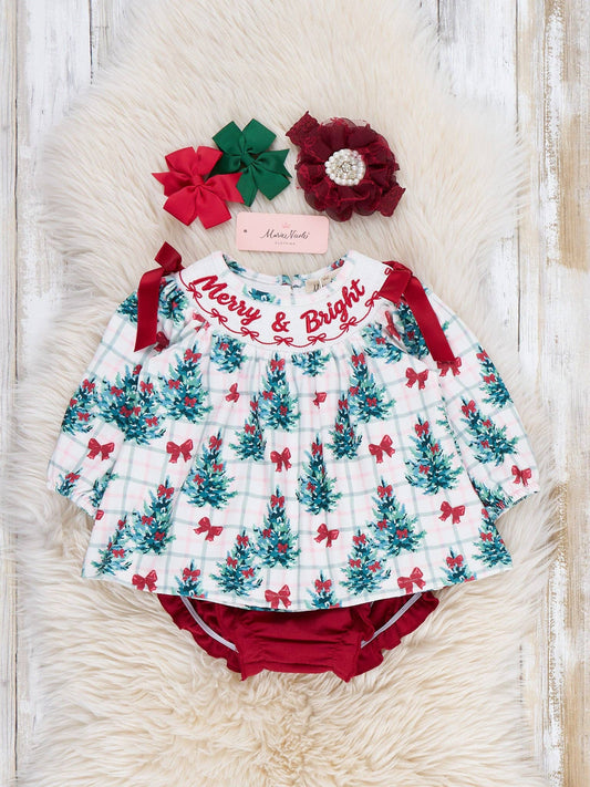 "Merry & Bright" Christmas Tree Bloomer Outfit